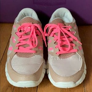 NIKE FREE RUN- WHITE, BEIGE, HOT PINK- WMNS SZ 7.5